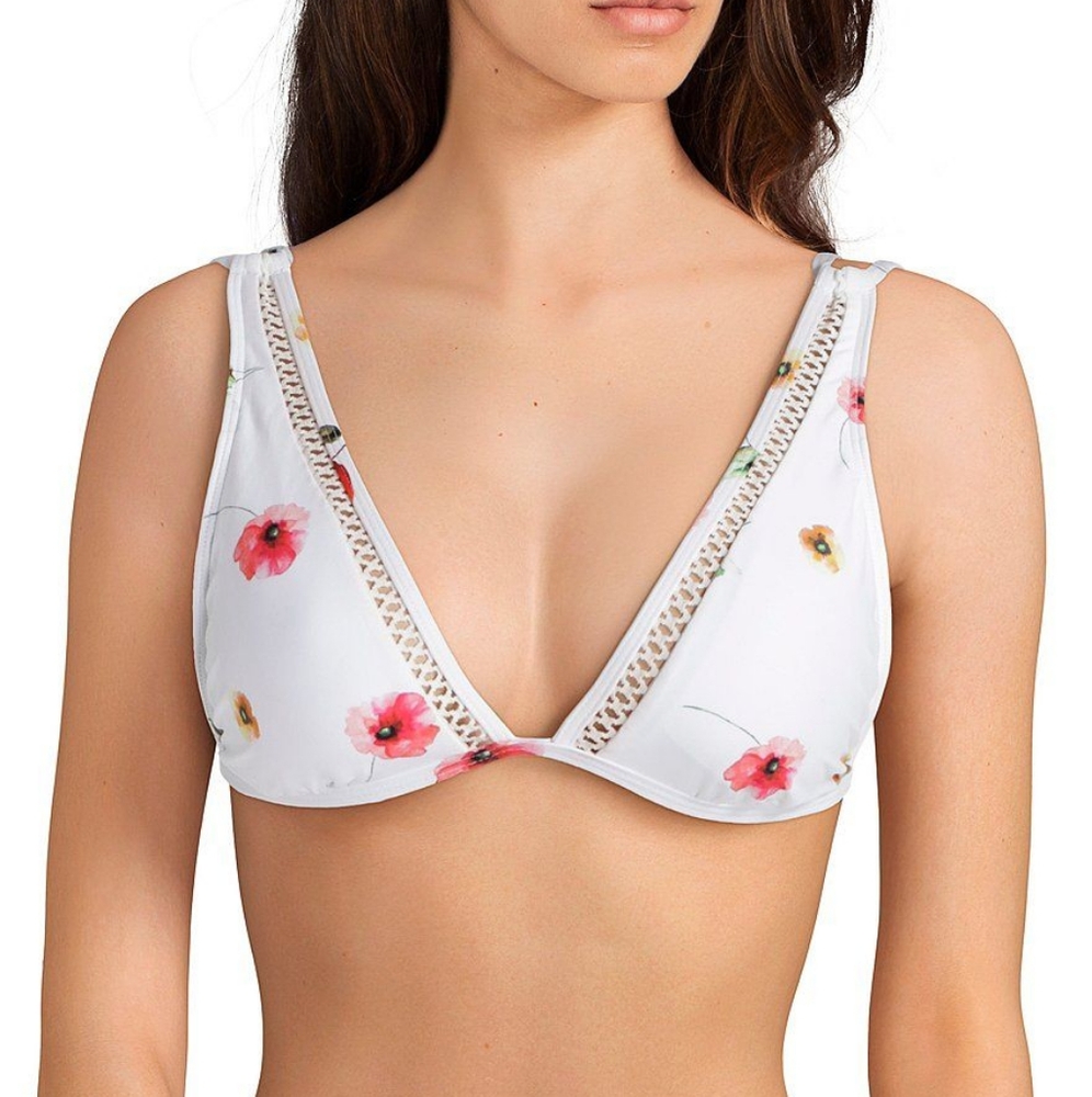 Gianni Bini Flower Market Ladder Trim Bralette Swimsuit